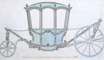 Dizájn autóbuszhoz, 1760 körül (toll és tinta kék mosással)