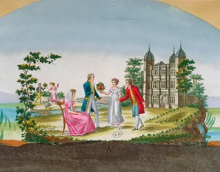 Tervezés legyező dekorációhoz. 1830 körül