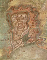 Részlet – La Rochelle ostroma Richelieu bíboros csapatai által 1627-68-ban (olaj, vászon)