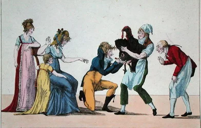 Dindonnade avagy A vakcina riválisa, 1800 körül (színes metszet)