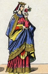 A Capetians-dinasztia: A holland Berthe vagy a frízföldi Berthe (1058-1093) francia királynő portréja, I. Fülöp francia felesége (1052-1108). Epinális képalkotás a 19. század végéről. Magángyűjtemény.