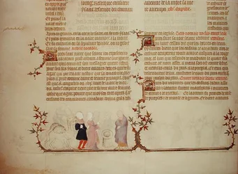 Eliezer bemutatja Rebeccát Isaacnak, a „Jean de Sy bibliája” című könyvből, 1355 körül (vellum)