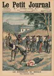 Mexikói események, három amerikai lövöldözés, a „Le Petit Journal” címlapjának illusztrációja, mellékelt illusztráció, 1914. május 10.