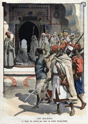 Rogui Bou Hamara kivégzése Moulay Hafid a Fez szultán parancsára, "" Le petit Journal"" október 3-án