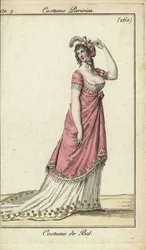 Divatos nő luxusbáli ruhában, Párizs