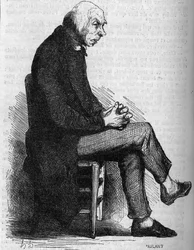 Goriot atya. Metszet 19. század közepe. Illusztráció Honore de Balzac (1799-1850) „The Father Goriot”-hoz.