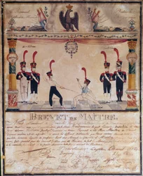 Első Birodalom: Fegyvermesteri bizonyítvány 1813-ban. Vívódiploma, Párizs, Musee de l