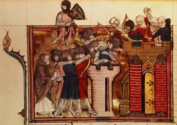 Fr 22495 f.69v A keresztesek támadása Jeruzsálem ellen 1099-ben, Le Roman de Godefroi de Bouillon