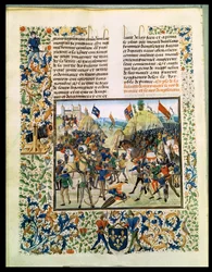 Fr 2643 f.165v Crecy-i csata a százéves háborúból, a Froissarts Chronicle-ból, 1346. augusztus 24.