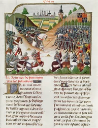 Fr 2691 f.183 Csatajelenet Jehan Charetier "VII. francia Károly krónikájából" (pergamen)