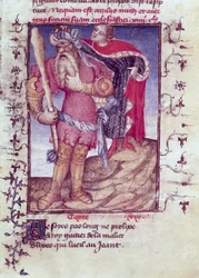 Fr 606 f.11 Ulysses átszúrja a küklopsz szemét, az Epitre dOthea-ból, az Epitre Mestertől, 1406 körül