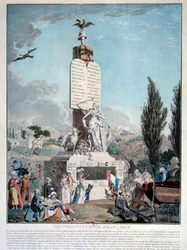 Francia forradalom: az 1791. szeptemberi francia alkotmány allegóriája. 1791-es metszet Párizs, Arzenál könyvtára
