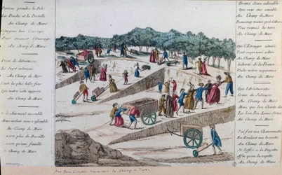 Francia forradalom: a Champs de Mars munkásai 1789-ben Párizsban. Párizs, Musee Carnavalet