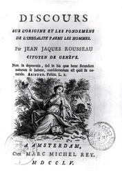 Jean-Jacques Rousseau (1712-78) előlapja a férfiak közötti egyenlőtlenség eredetéről és alapjairól szóló diskurzushoz, 1755 körül