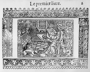Thomas More (1478-1535) Utópiájának első könyvéhez készült előzéklap