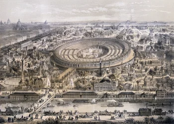 Az Exposition Universelle általános képe 1867-ben, a Trocadero-dombról, Párizs, 1867