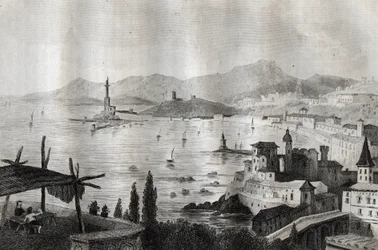 Genova - Gének - Genova - Metszet a „festői Olaszországból” M. de Norvins, Ch. Nodier 1834-1836.
