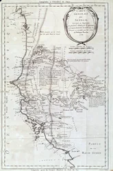 Szenegál földrajzi térképe Philippe Buache (1700-1773) atlaszából 1756 Párizs, Természettudományi Múzeum