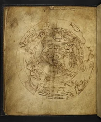 Harley 647 f.21v Az északi és déli félteke diagramja, Marcus Tullius Cicero (vellum) „Aratus”-ból.