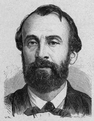 Henri Giffard (1825-1882) a gőzaerosztát francia feltalálója, metszet