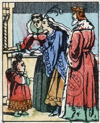 Illusztráció a „Riquet a la houppe” című meséhez, Charles Perrault (1628-1703) francia író. Imaging Pellerin fametszete - Epinal, sd. 19. század vége.