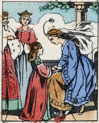 Illusztráció a „Riquet a la houppe” című meséhez, Charles Perrault (1628-1703) francia író. Imaging Pellerin fametszete - Epinal, sd. 19. század vége.