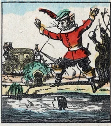 Illusztráció Charles Perrault „The Cat Botte” című meséjéről. Imaging Pellerin fametszete - Epinal, sd. 19. század vége.