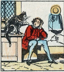 Illusztráció Charles Perrault „The Cat Botte” című meséjéről. Imaging Pellerin fametszete - Epinal, sd. 19. század vége.