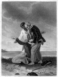 „Paul és Virginia” illusztrációja: Pál a tenger előtt. Roman Henri Bernardin de Saint Pierre (Saint-Pierre vagy St-Pierre), francia író (1737-1814) műve.