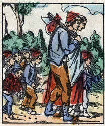 Illusztráció Charles Perrault "" Le petit poucet "" meséjéről. Imaging Pellerin fametszete - Epinal, sd. 19. század vége (metszet)