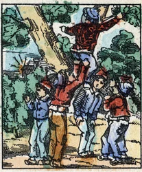 Illusztráció Charles Perrault "" Le petit poucet "" meséjéről. Imaging Pellerin fametszete - Epinal, sd. 19. század vége.