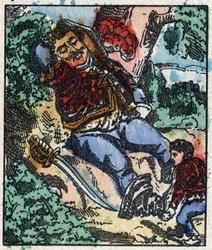 Illusztráció Charles Perrault "" Le petit poucet "" meséjéről. Imaging Pellerin fametszete - Epinal, sd. 19. század vége.