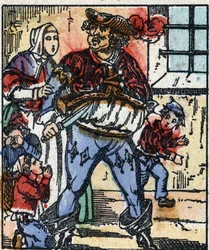 Illusztráció Charles Perrault "" Le petit poucet "" meséjéről. Imaging Pellerin fametszete - Epinal, sd. 19. század vége.