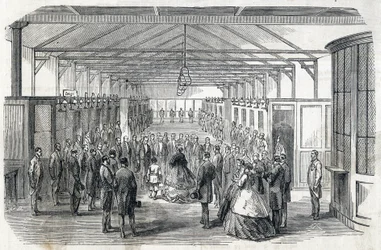 Impress Eugenie és a császári herceg látogatása a Bank of France-ban, 1866. június 23. - - metszet a Le MONDE Illustrousban DU 1866.07.07.