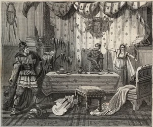 978-ban Lothaire (941-986), a frankok királya (Lothair) belépett II. Ottó, a Szent Birodalom (955-983) és felesége Theophano vagy Theophanu vagy Theophania Skleraina (655-991) aacheni palotájába, de a császári család el tudta foglalni. illusztráció i
