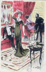 A Színház előterében, képeslap 1910