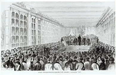 Az Ecole Normale Superieure felavatása Párizsban, a Les Tableaux de Paris-ból, Texier, 1852