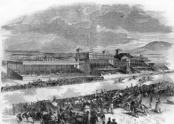A lóversenyek felavatása a Bois de Boulogne-ban 1857-ben.