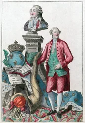 Jacques Necker (1732-1804) - Great Necker bölcs körültekintésed, megelégszik a szívünk; visszahozod a bőséget XVI. Lajos öröme alatt - A bőség kürtje -
