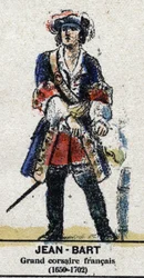Jean Bart (1650-1702), francia tengerész, korzár. A „” Galeriede Franciaország királyai és királynői és jeles karakterei 1643 és 1895 között” című filmben” Az epinal képe.