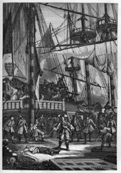 Jean Bart megöli a „Neptunusz” holland kapitányát – Jean Bart (1650-1702) megöli a Neptunusz holland kapitányát – metszet a „L