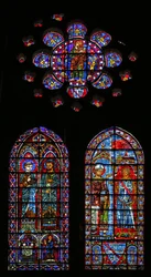 Jean Clement átveszi a zászlóst St Denistől; Szent Nikaiz és egy másik szent (w116)