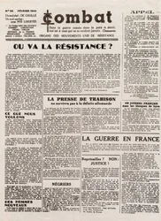 A COMBAT folyóirat - 54. szám - 1944. február - az egyesült ellenállási mozgalmak orgánuma. (titkos újság) – Hová lesz az ellenállás