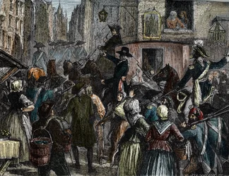 XVI. Lajos királyt és családját a templomba vitték (színes metszet)