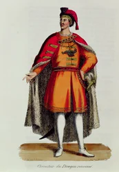 A Magyar Sárkány Lovag Felborult, illusztrációja Pierre Helyot (1660-1716) Histoire et Costumes des Ordres Monastiques című művéből, 1842