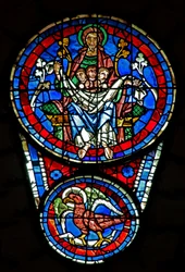 Utolsó ítélet: Ábrahám keble 3 lélekkel; Szent János sas lent (w143)