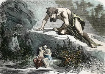 „The Cyclops Polypheme Surprising Galatee et Acis” (metszet) 1864