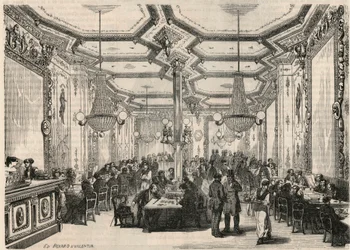 A Pierron kávézó Párizsban a 19. században – Edmond Texier metszete a „Tableau-de-Paris”-ban 1852