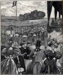 Les courses de lyon (lyoni versenypályák) - a Grand Prix után - metszet az 1895-ös „Le Progres illustrious”-ban