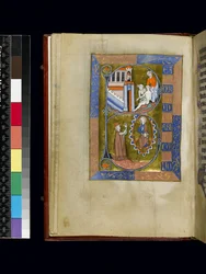 MS 300 f.XIII, fólió a francia Izabella zsoltárából és óráiból, Párizs, 1265–1270 körül (toll, tinta és tempera pergamenen)